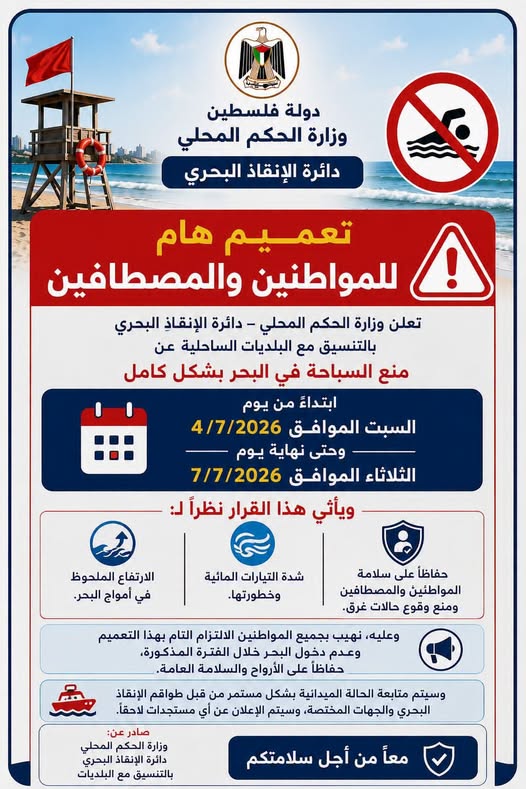 إنقاذ 38 مواطناً تعرضوا للغرق خلال اليوم الجمعة على شاطئ...